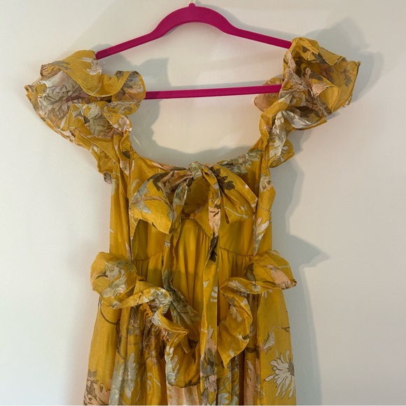 H&M Flutter Sleeve Maxi Dress Yellow Floral Size Small - Picture 6 of 10